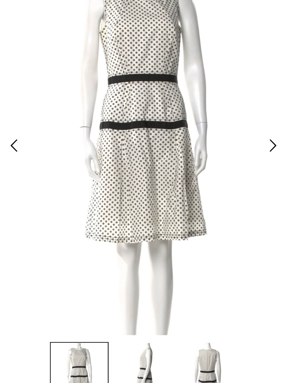 Oscar de la Renta Ivory Midi Dress with Black Polka Dots